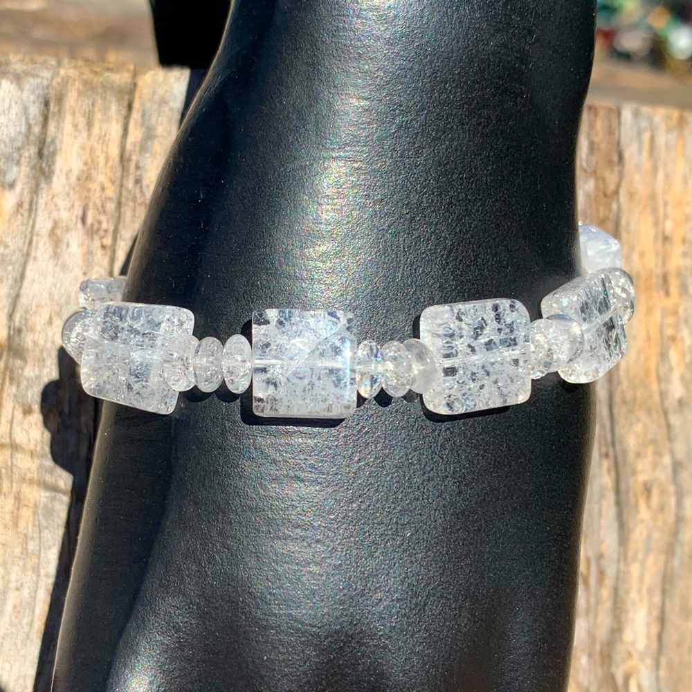 Beautiful Genuine Clear Quartz, Cracked w Super Shimmer
